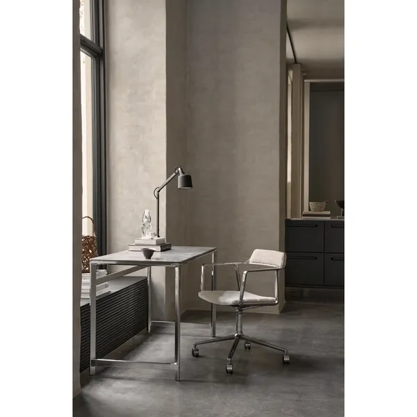 452 Swivel Swivel Chair With Wheels Aluminum/Wavy Off White/ Light Gray