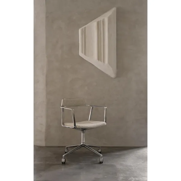 452 Swivel Swivel Chair With Wheels Aluminum/Wavy Off White/ Light Gray
