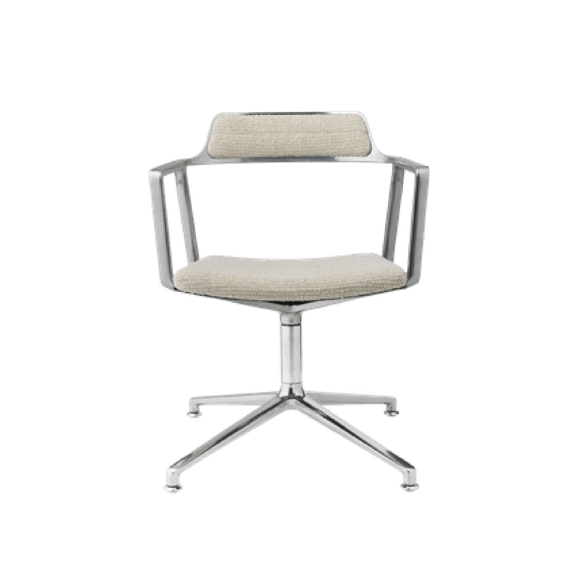 452 Swivel Drejestol Med Gulvglidere Aluminium/Wavy Off White/Lysegr
