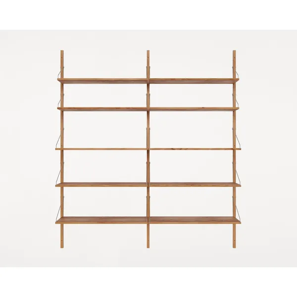 Shelf Library Double Section Bookcase 185.2x80 Natural Oak