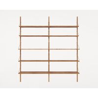 Shelf Library Double Section Bookcase 185.2x80 Natural Oak