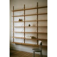 Shelf Library Double Section Bookcase 185.2x80 Natural Oak