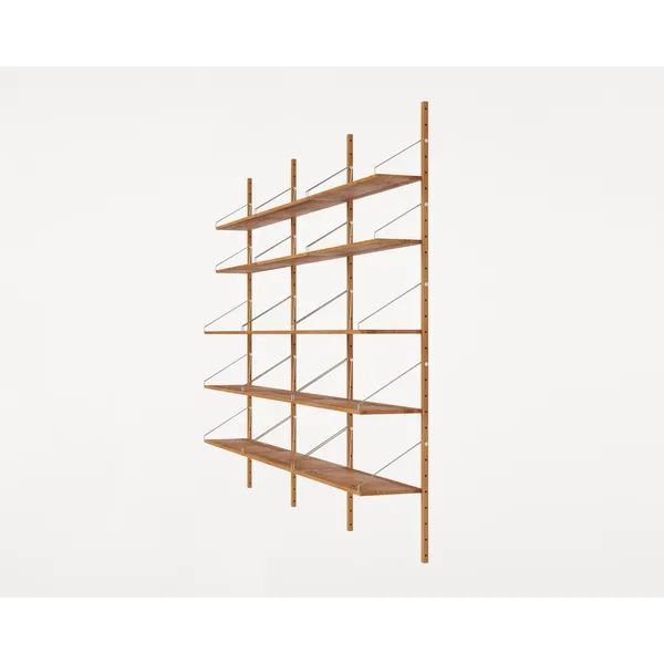 Shelf Library Triple Section Bookcase 185.2x80 Natural Oak
