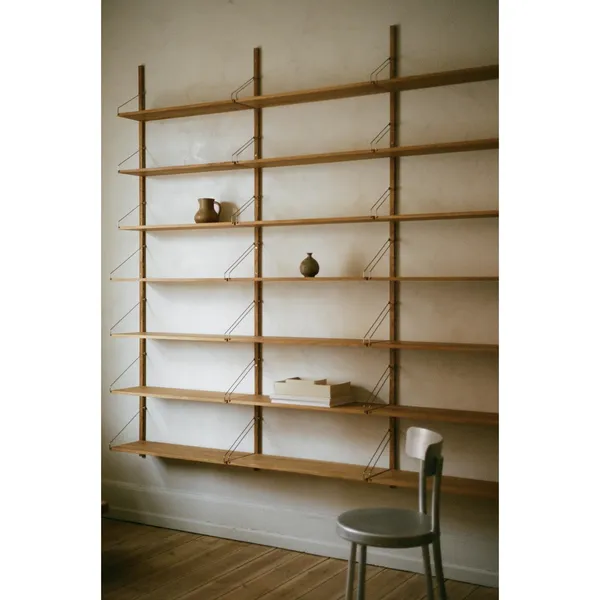 Shelf Library Triple Section Bookcase 185.2x80 Natural Oak