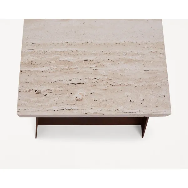 64 Bench Corten Steel/Travertine