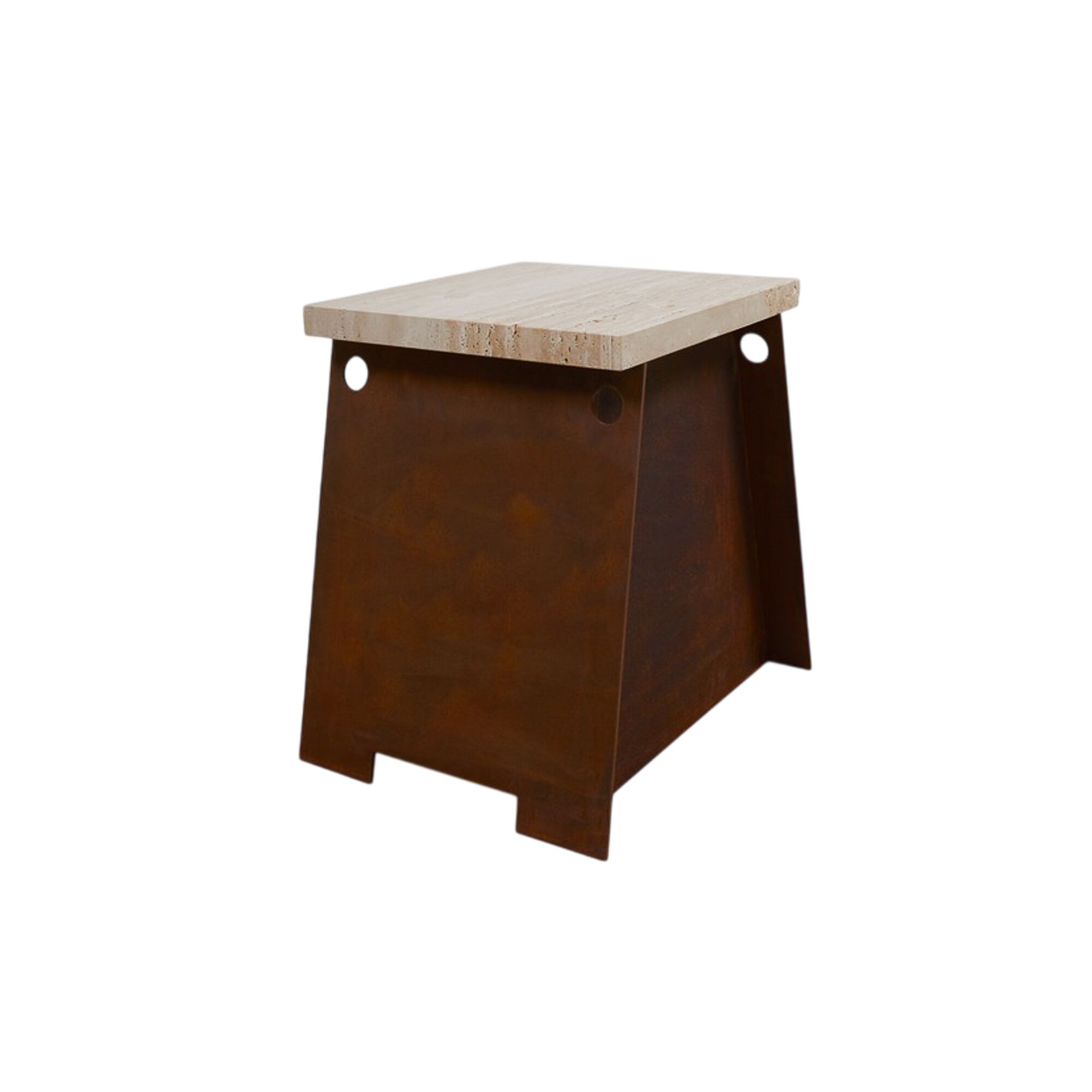 64 Sidebord Corten Steel/Travertin