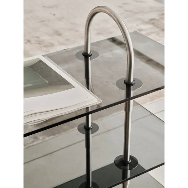 Keen 160 Sistema di Scaffalature A 3 Ripiani in Acciaio Inossidabile/impiallacciatura di Frassino