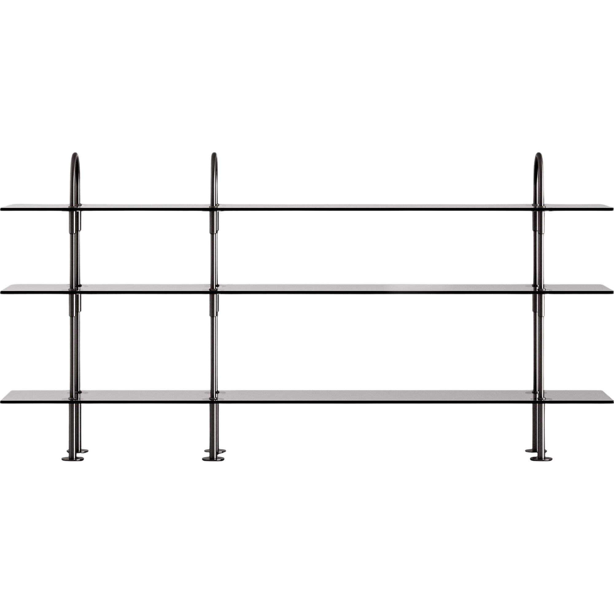 Keen 208 Reolsystem 3 Hylder Sort Messing/Rget Glas