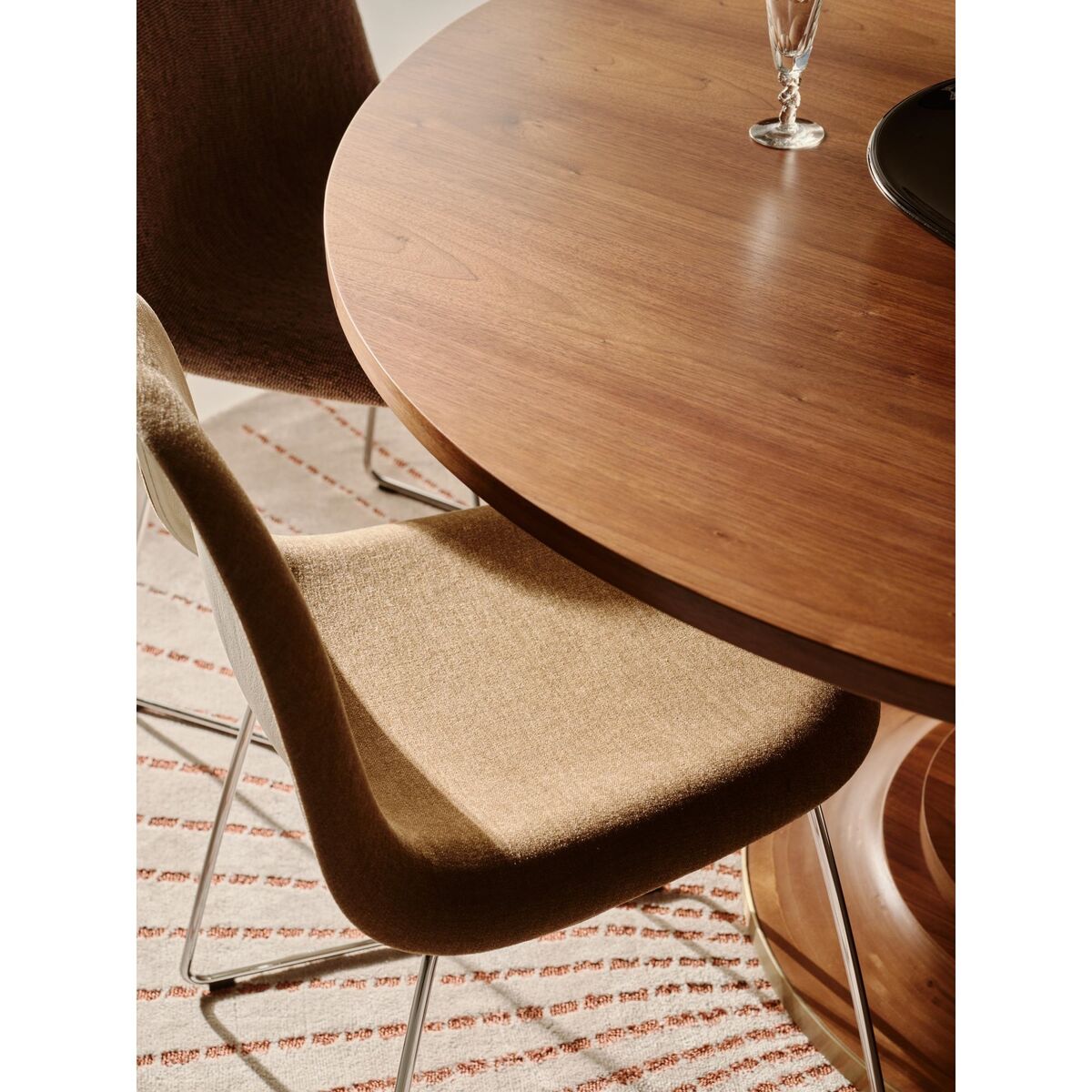 3D Spisebordsstol Rustfri Stål/Bouclé 005