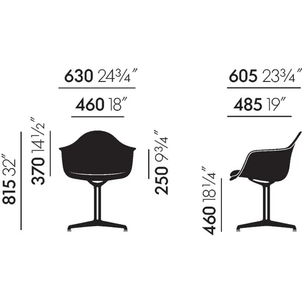 Eames Plastic DAL RE Dining Chair Mohnrot/ Chrom