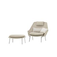 Slow Fauteuil & Ottoman Beige/ Crème/ Chroom