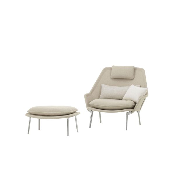 Slow Fauteuil & Ottoman Beige/ Crème/ Chroom