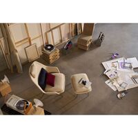 Slow Fauteuil & Ottoman Beige/ Crème/ Chroom