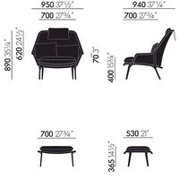 Slow Fauteuil & Ottoman Beige/ Crème/ Chroom