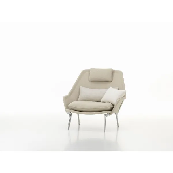 Slow Fauteuil & Ottoman Beige/ Crème/ Chroom