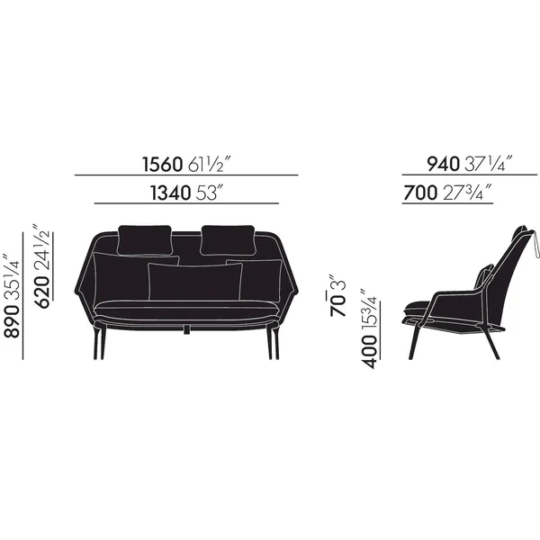 Slow Sofa Flocca 0650/Beige 02/Chrome