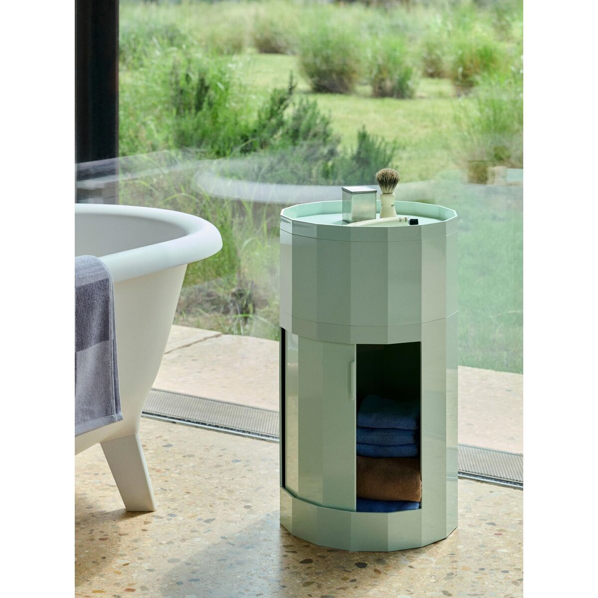 Facet 101 Mobiletto con Piedini/ruote Alto, Menta Morbida