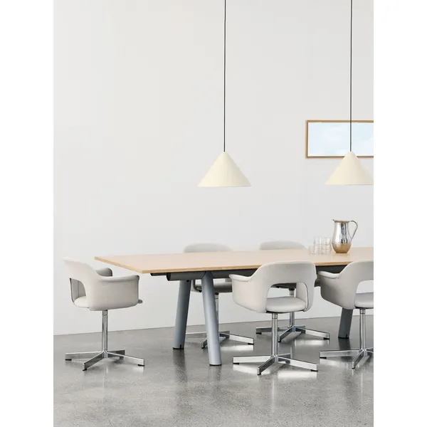 Sedia da Pranzo Layout 234 con Braccioli e Girevole Turf Grigio Chiaro/ Alluminio