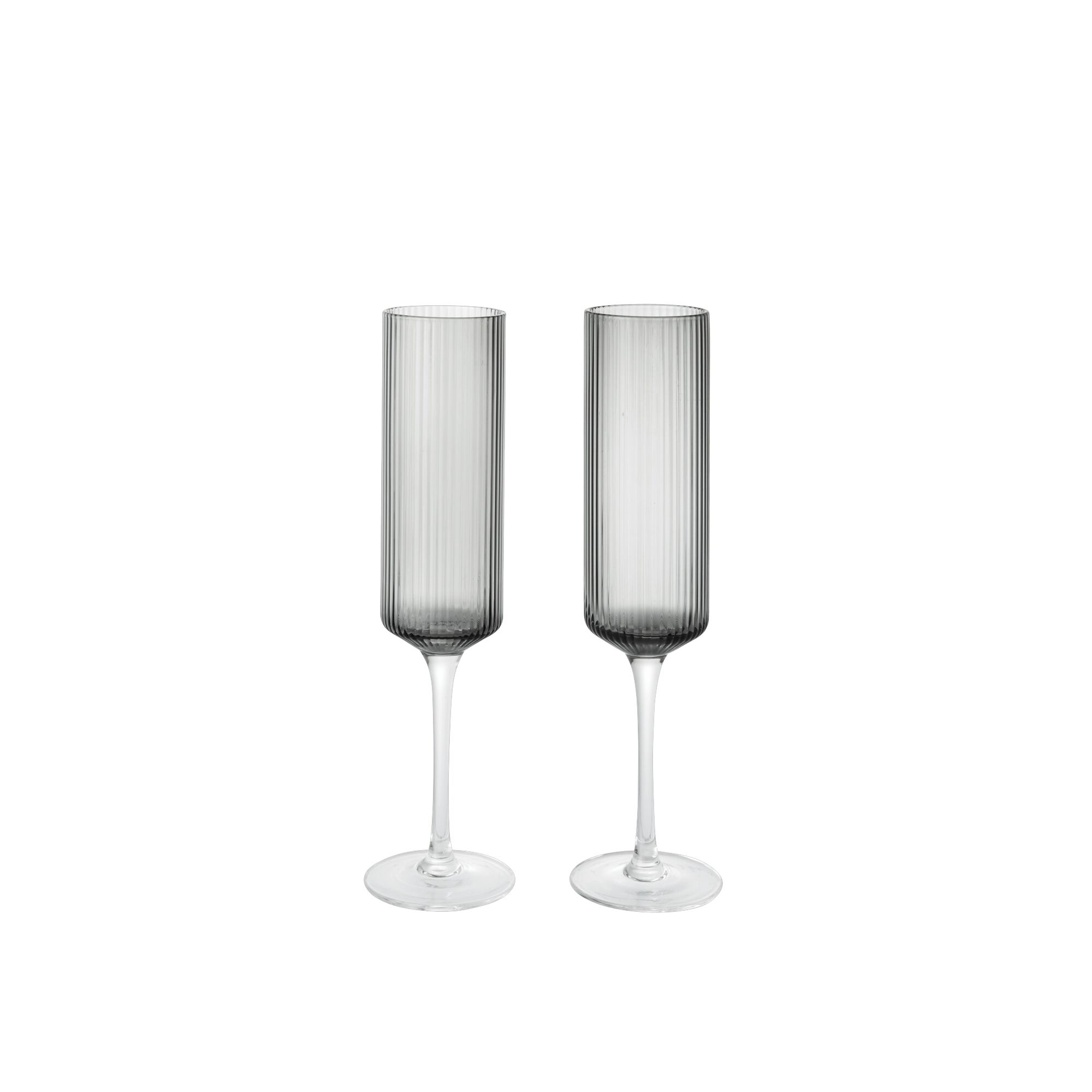 Lot de 2 Flûtes à Champagne Ripple 15 Cl, Gris Fumé