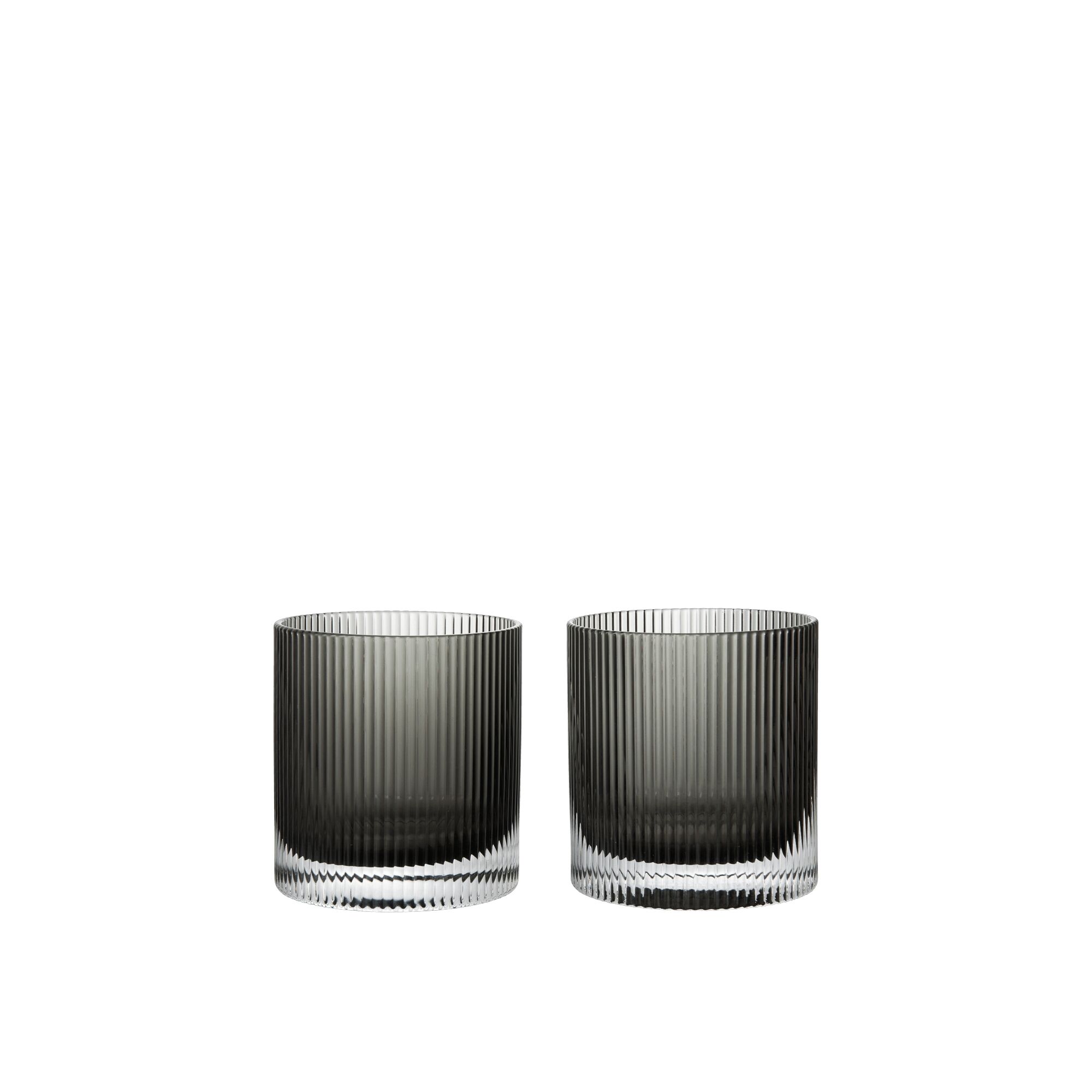 Lot de 2 Verres à Whisky Ripple 25 Cl, Gris Fumé