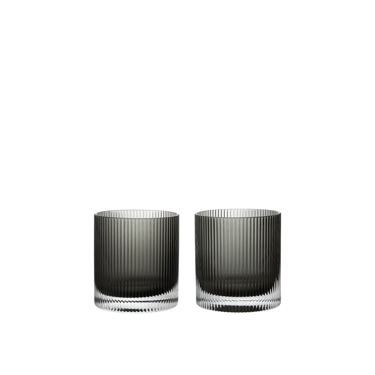 Ripple Tumbler Glas 25cl Set van 2 Gerookt Grijs
