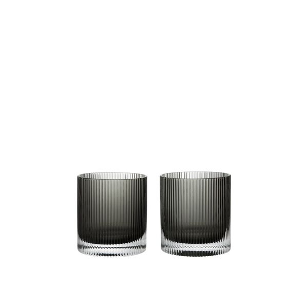 Ripple Tumbler Glass 25cl Set of 2 Smoked Gray