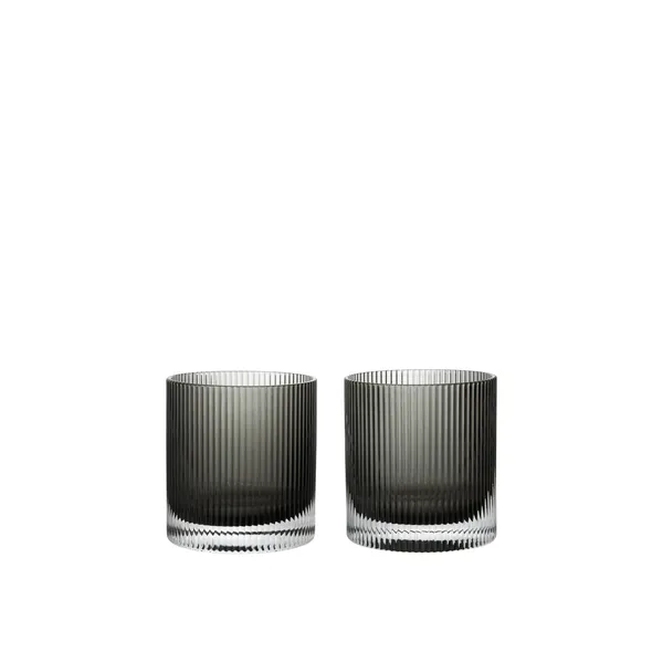 Ripple Tumbler Glass 25cl Set of 2 Smoked Gray