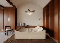Gebogen Bedframe 200x210 Beige