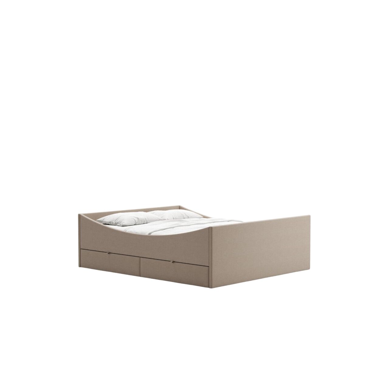 Curved Sengestel Med 2 Skuffer 140x200 Mrk Beige
