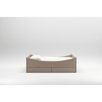 Gebogen Bedframe Met 2 Laden 140x200 Beige