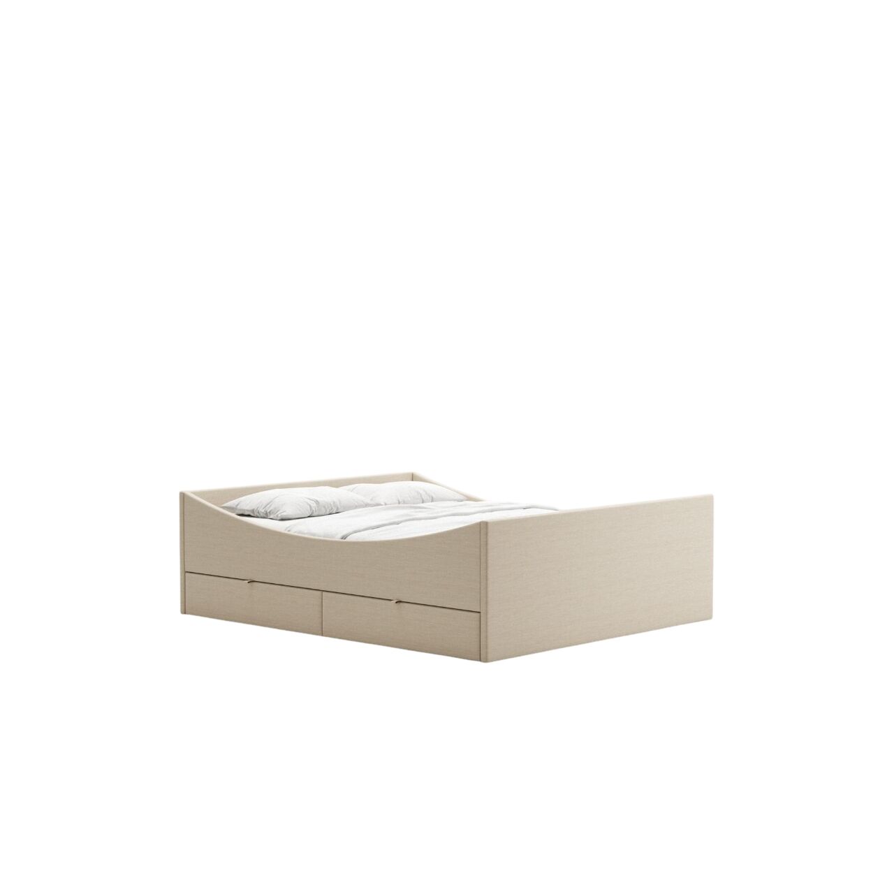 Curved Sengestel Med 2 Skuffer 160x200 Lys Beige