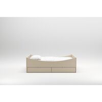 Gebogen Bedframe met 4 Laden 200x200 Beige