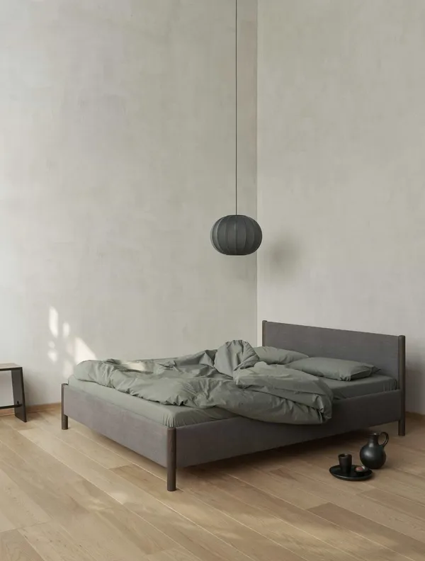 Veng Sengestel 140x210 Mørkegrå/Røget Egetræ