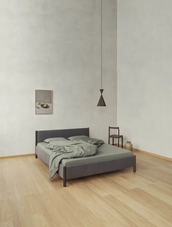Veng Sengestel 160x210 Mørkegrå/Røget Egetræ
