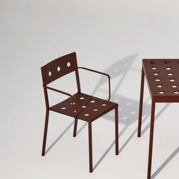 Balcony Chair with Armrests Iron Red