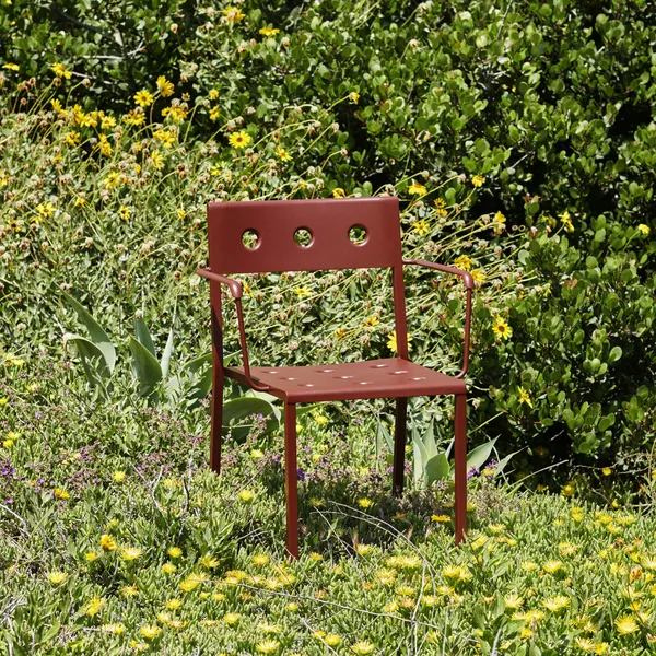 Balcony Chair with Armrests Iron Red