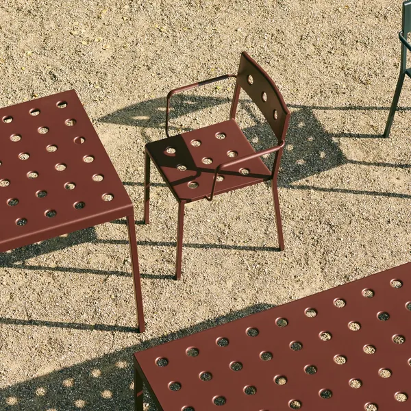Balcony Chair with Armrests Iron Red