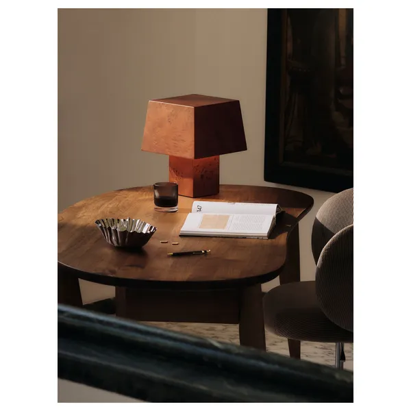 Lampa Stołowa Burl z Ciemnobejcowanego Drewna Burl