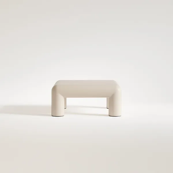 Table Basse Cubio 80x80 Beige Clair Semi-brillant
