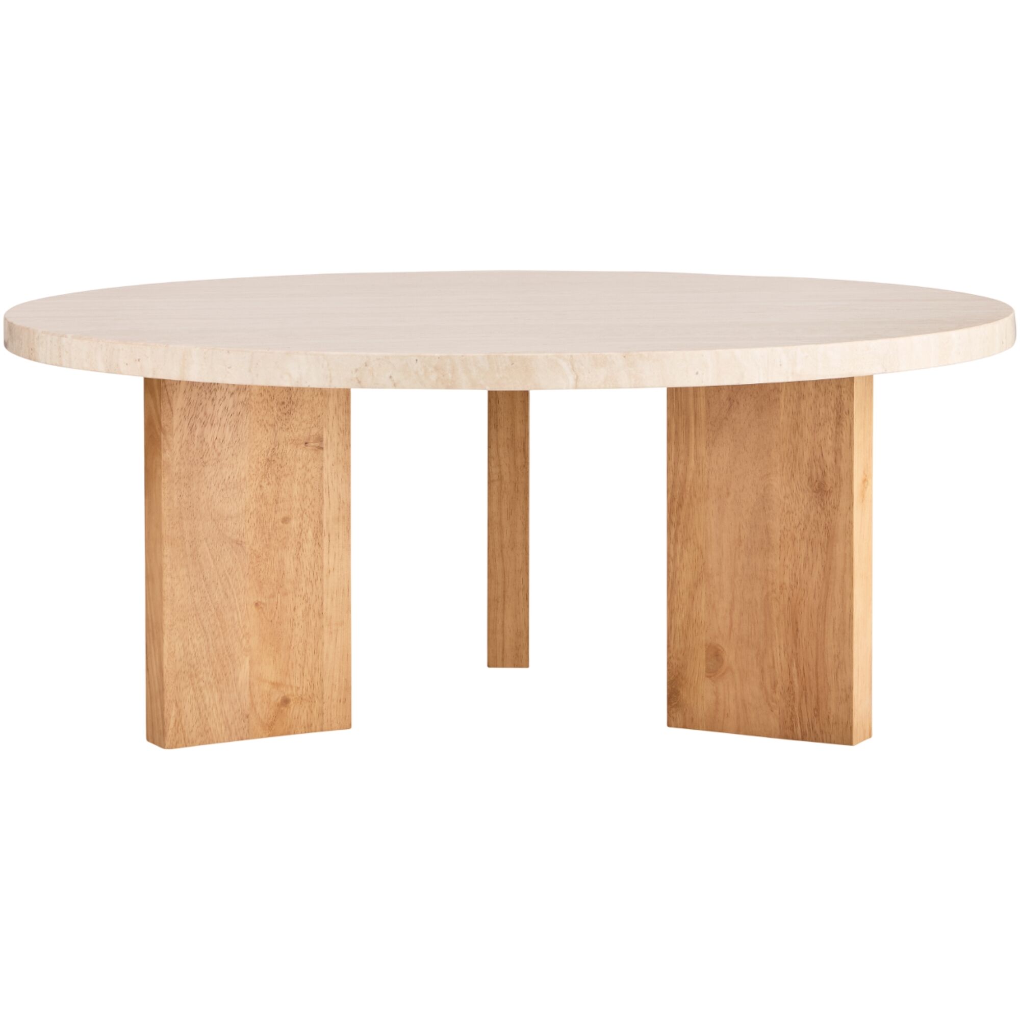 Table basse Eden Ø90 Pierre Blanc/Chêne