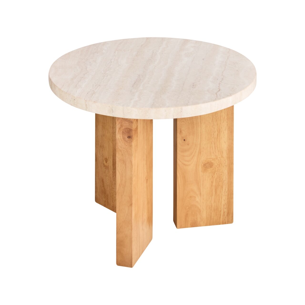 Table d'appoint Eden Ø50 Pierre Blanc/Chêne