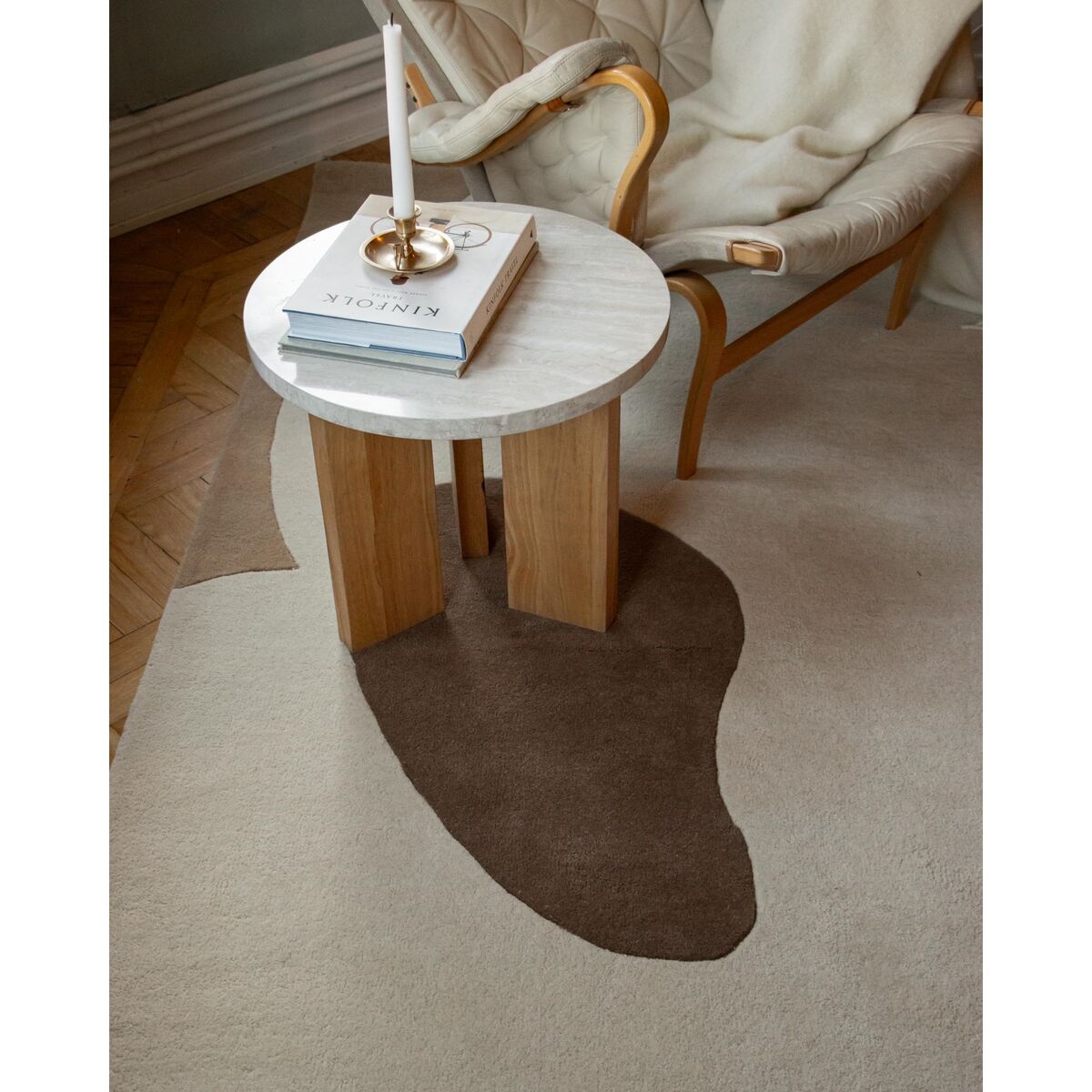 Eden Side Table Ø50 White Stone/Oak