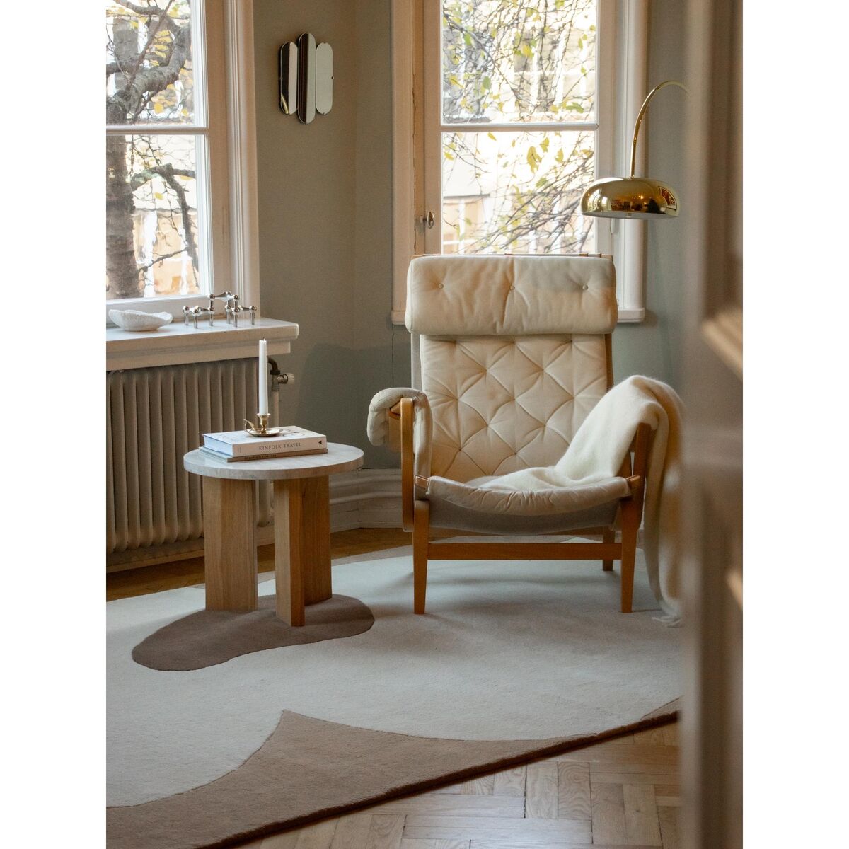 Eden Side Table Ø50 White Stone/Oak