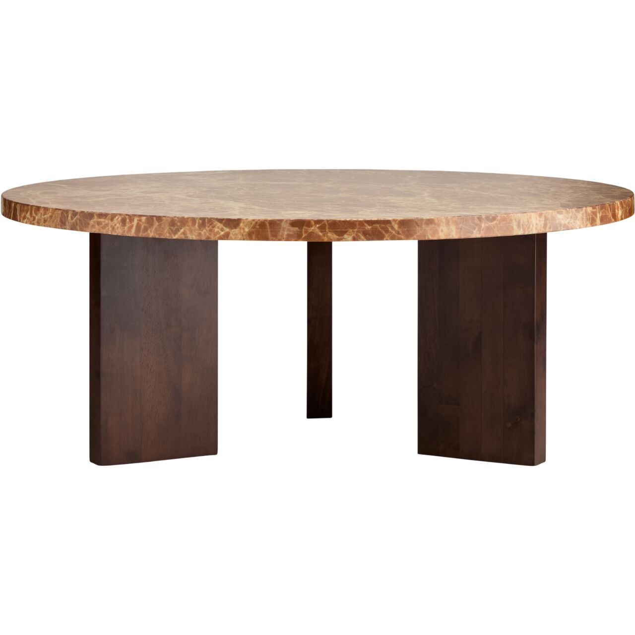 Table basse Eden Ø90, Pierre Brun/Chêne Foncé