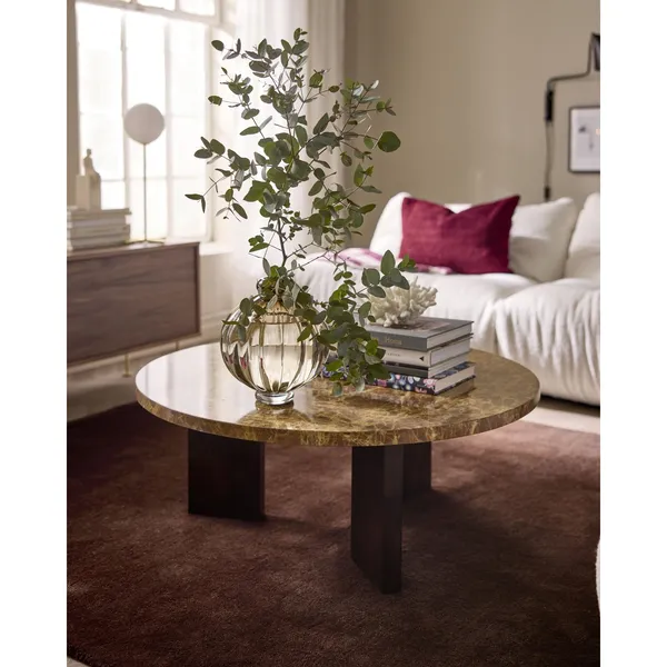 Eden Coffee Table Ø90 Brown Stone/ Dark Oak