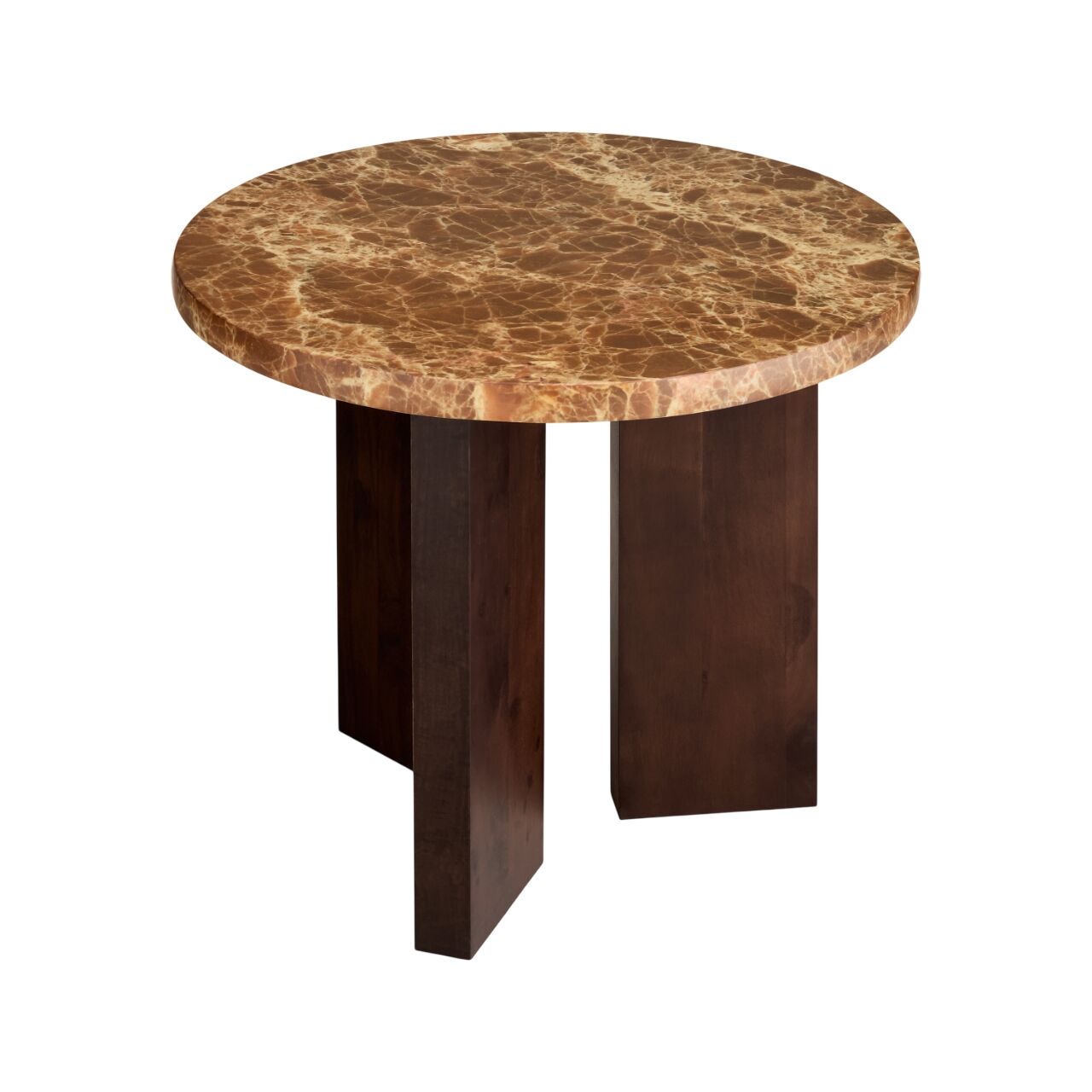 Table d'appoint Eden Ø50, Pierre Brun/Chêne Foncé