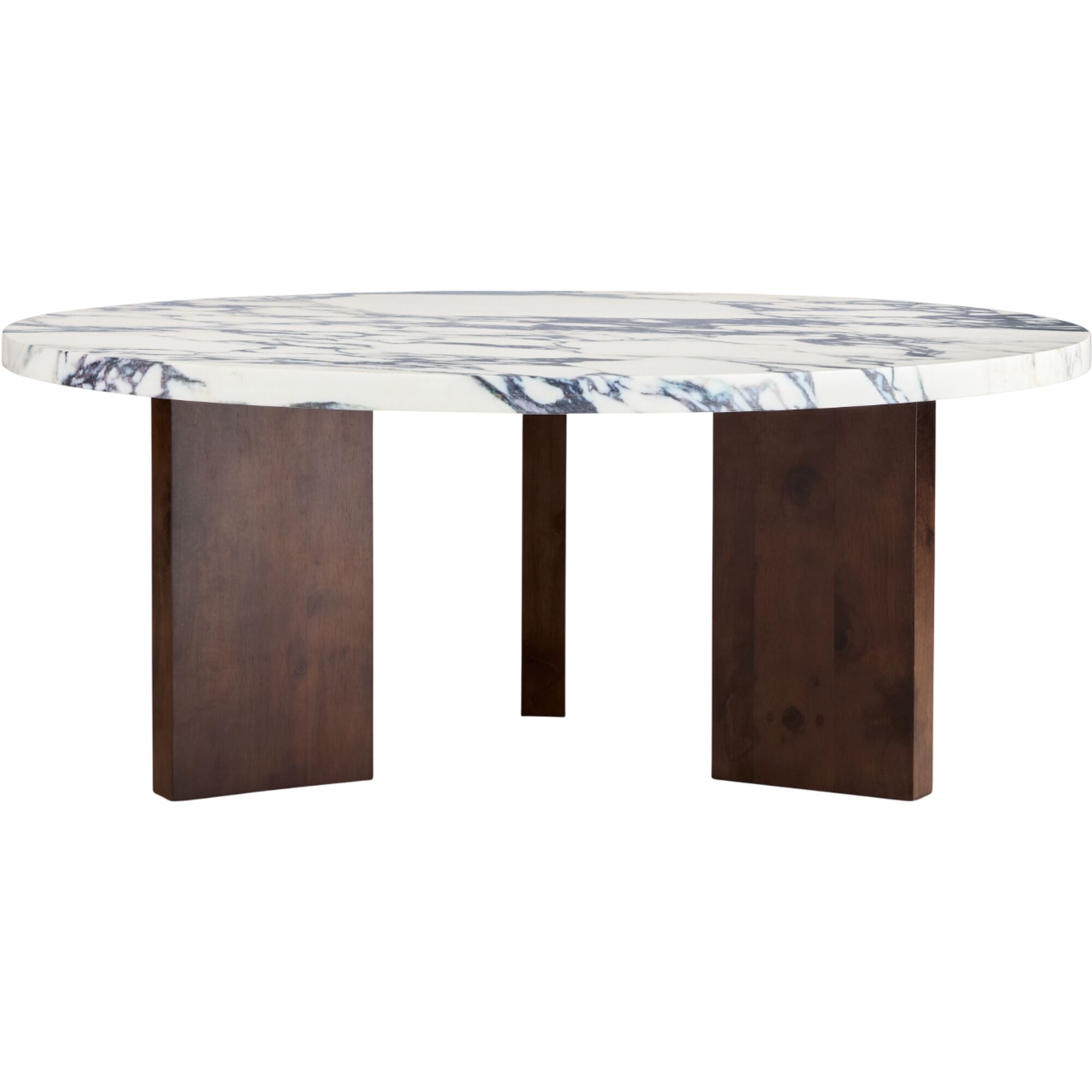 Table basse Eden Ø90 Pierre Blanc/Chêne Foncé