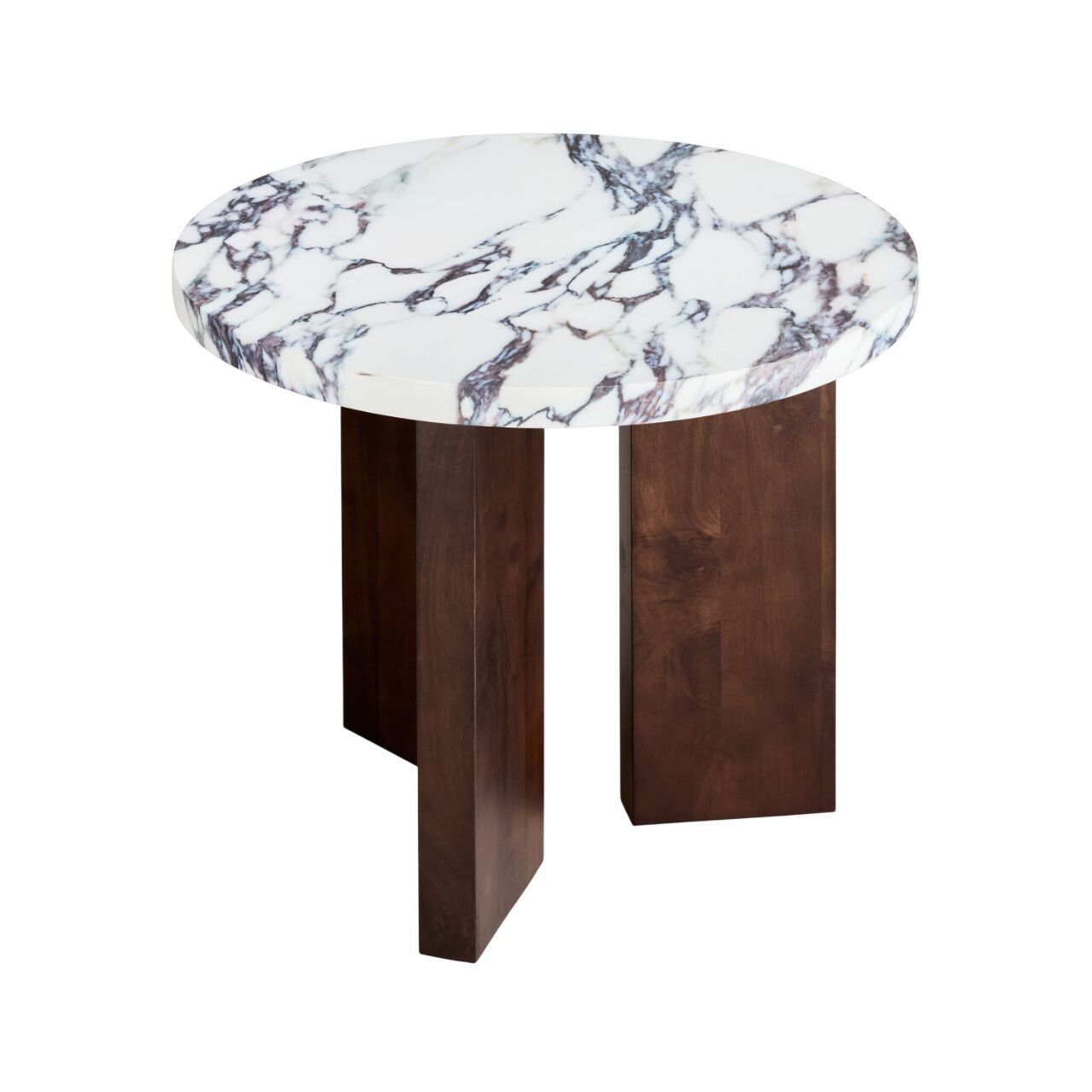 Table d'appoint Eden Ø50 Pierre Blanc/Chêne Foncé