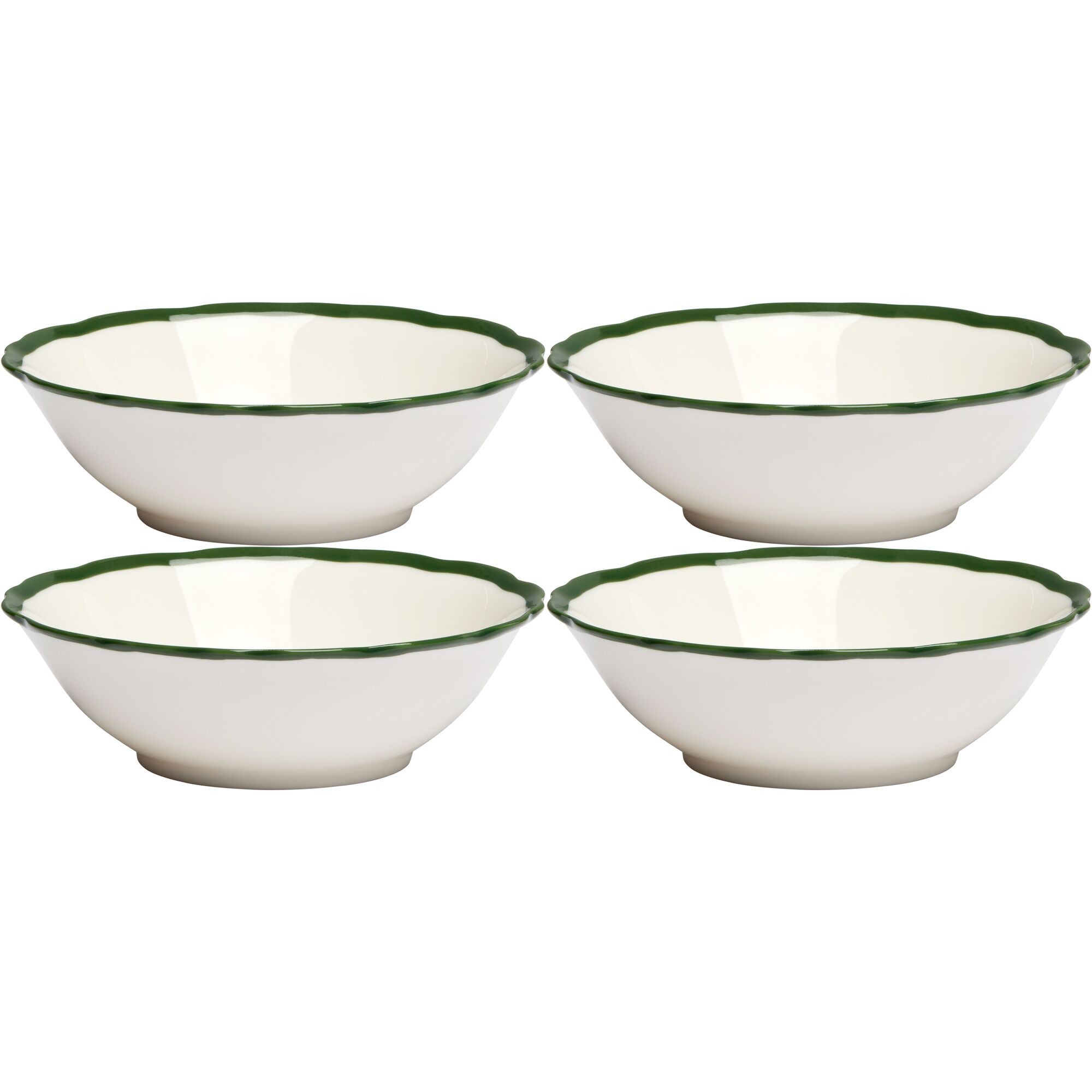 Fleur Bol 15 cm Lot de 4 Blanc/Vert Foncé