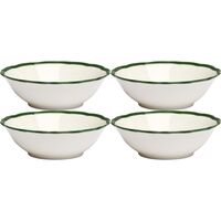 Fleur Kom 15 cm Set van 4 Wit/Donkergroen